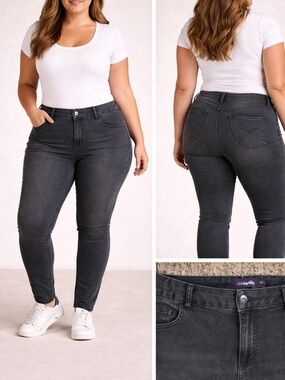 Stretch High-Rise Jeggings in Washed Charcoal